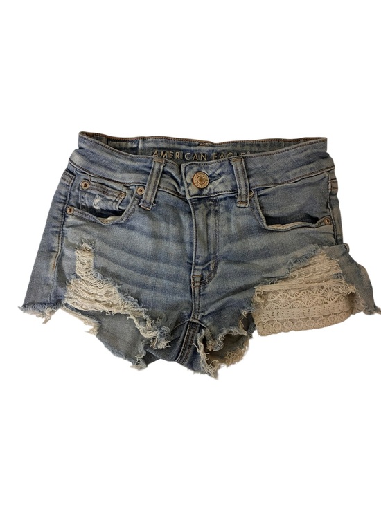 American Eagle Outfitters Pants - American Eagle | Distressed lightwash crochet detail denim shorts size 0